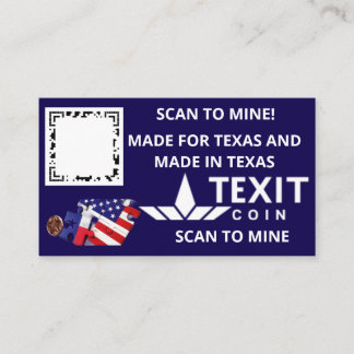 TeXit Coin Dark  Blue Blue QR Code Business Card
