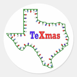 TeXmas Lights Classic Round Sticker