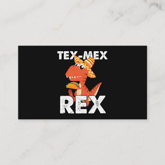 TexMexRex TRex Taco Dinosaur Cinco de Mayo Mexican Business Card (Front)