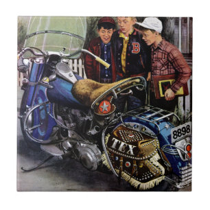 Tex's Motorcycle Ceramic Tile