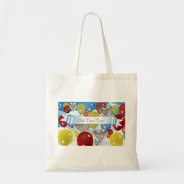 Text Added Sky Balloons Customisable Tote Bags (Front)