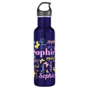 Text and colourful butterflies girls name Sophie  710 Ml Water Bottle