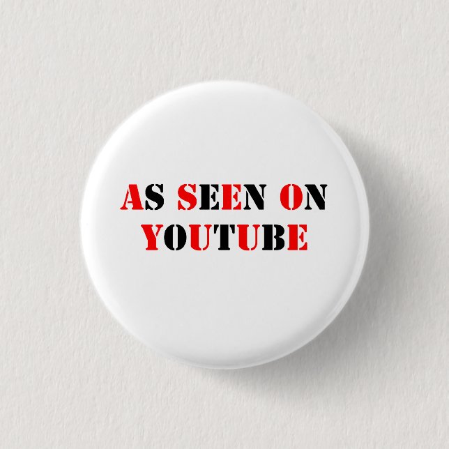 Text-As seen On Youtube- -Red/Black 3 Cm Round Badge (Front)
