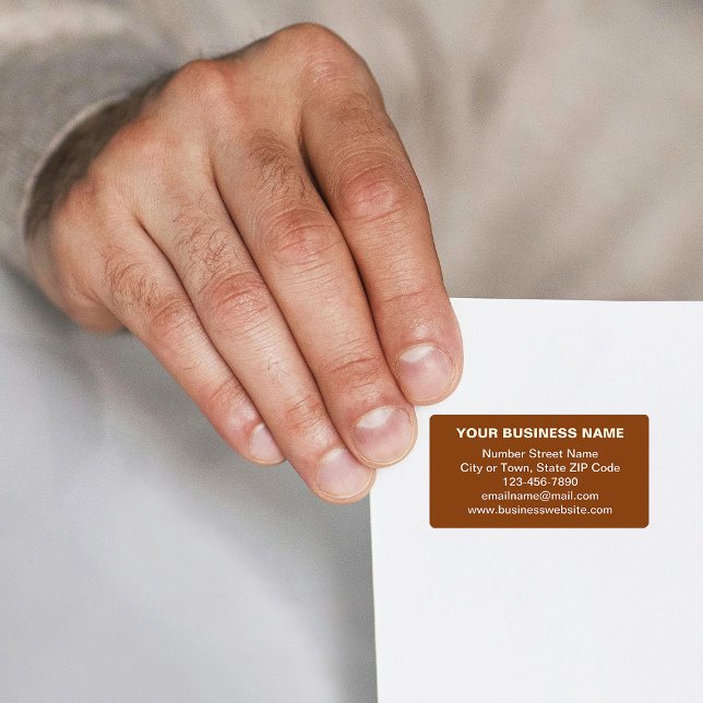 Text Based Business Brand on Brown Address Label (Brown address label with your business brand in plain text)