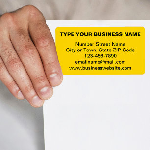 Text Based Business Brand on Yellow Shipping Label