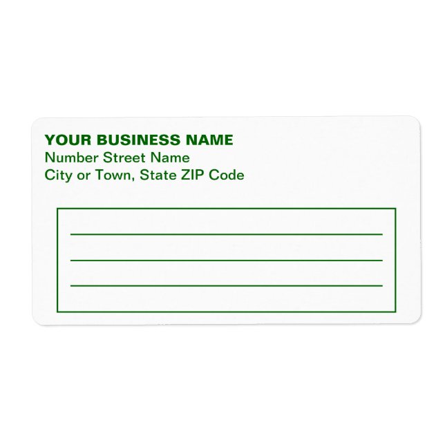 Text Based in Green Business Shipping Label (Front)