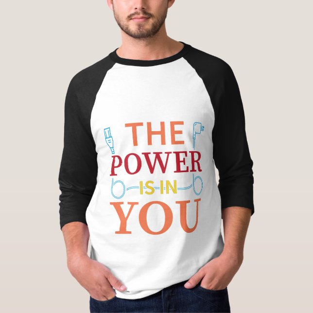 Text-Based power cord custom typography  T-Shirt (Front)
