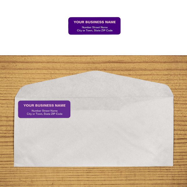 Text Based Purple Business Return Address Label (Plain text purple business return address label on envelope)