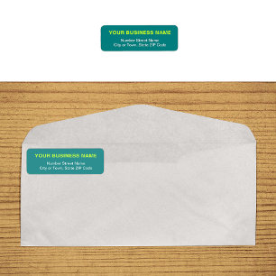 Text Based Teal Green Business Return Address Label
