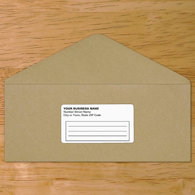 Text Based White Business Shipping Label (Plain text white business shipping label on envelope)
