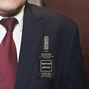 Text-Based With Employee Photo Black Badge ID Badge