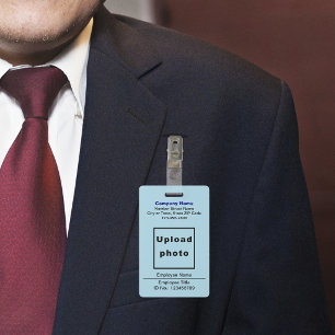 Text-Based With Employee Photo Light Blue Badge ID Badge