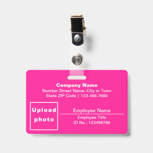 Text Based With Employee Photo Rectangle Pink ID Badge