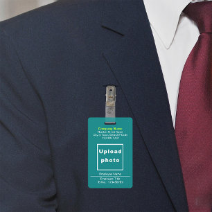 Text Based With Employee Photo Teal Green Badge ID Badge