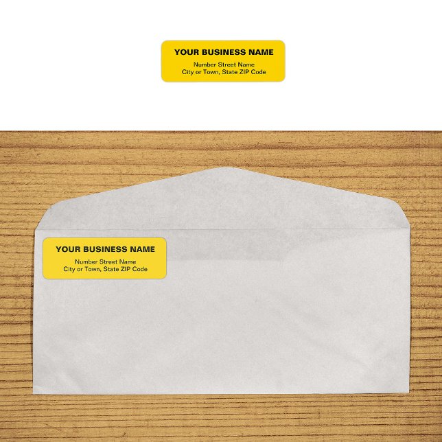 Text Based Yellow Business Return Address Label (Plain text yellow business return address label on envelope)
