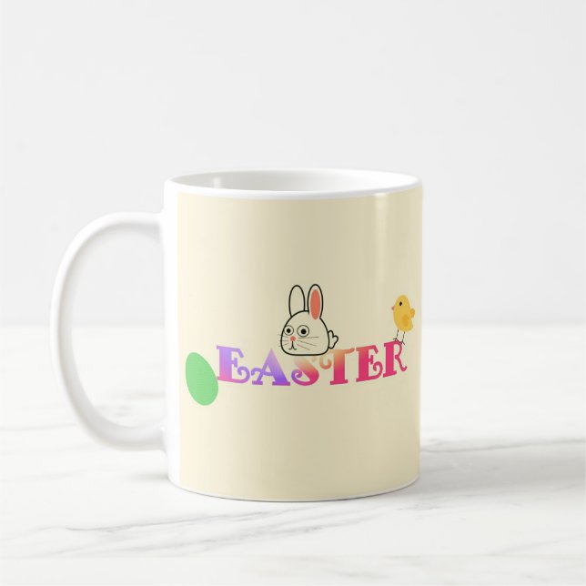 Text, bunny and chic Easter themed Coffee Mug (Left)