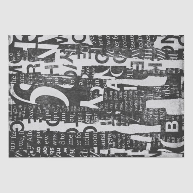 Text Collage Art Decoupage or Tissue Paper (Front)