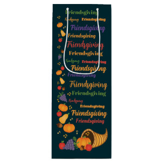Text Colourful Cornucopia Friendsgiving Party Wine Gift Bag