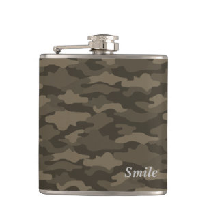 Text Custom Camouflage (Sepia) Flask