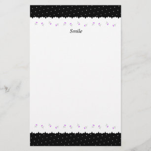 Text Custom Rose & Dot (Black)    Stationery