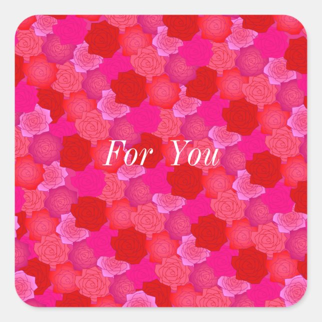 Text Custom Rose (Feminine) Square Sticker (Front)