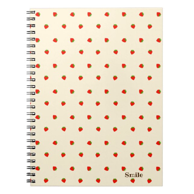 Text Custom Strawberry Ivory Notebook (Front)