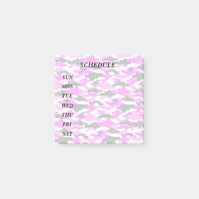 Text Customization Camouflage Pink PostIt Post-it Notes (Front)