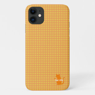 Text Customization CAT Check Orange iPhone 11 Case