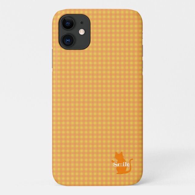 Text Customization CAT Check Orange Case-Mate iPhone Case (Back)