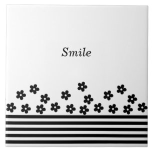 Text Customization Flower Border White Ceramic Tile