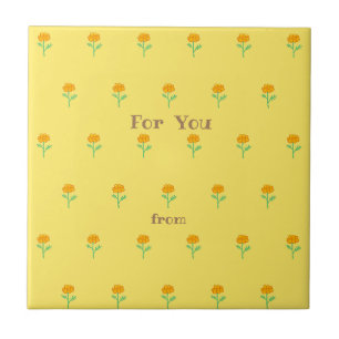 Text Customization Marie Gold Yellow Ceramic Tile