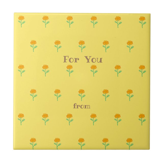 Text Customization Marie Gold Yellow Ceramic Tile (Front)