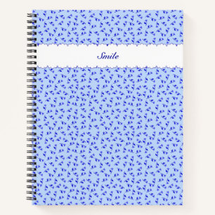 Text Customization Rose Blue Notebook