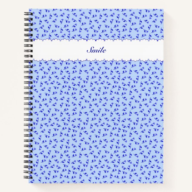 Text Customization Rose Blue Notebook (Front)