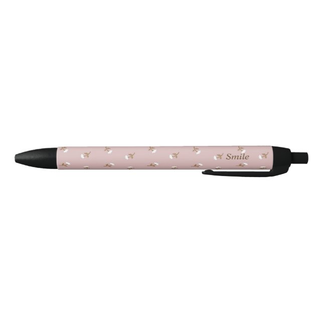 Text Customization Wild Rose Smokey Pink Black Ink Pen (Bottom)
