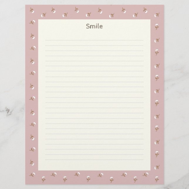 Text Customization Wildflower Pink Custom Letterhead (Front)