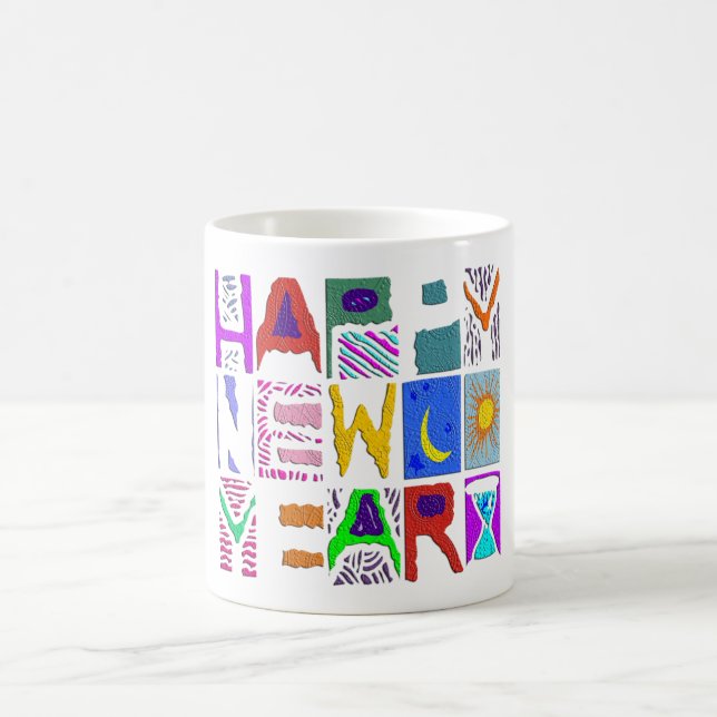 Text Design "Happy New Year" Coffee Mug (Center)