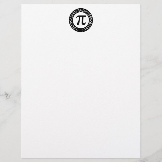 TEXT DESIGN Pi Number  Mathematical symbol Custom Letterhead (Front)