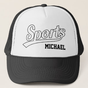 Text Design: SPORTS white + your own name & ideas Trucker Hat