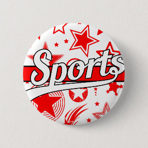 Text Design: SPORTS white + your own text & ideas 6 Cm Round Badge