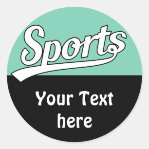 Text Design: SPORTS white + your own text & ideas Classic Round Sticker