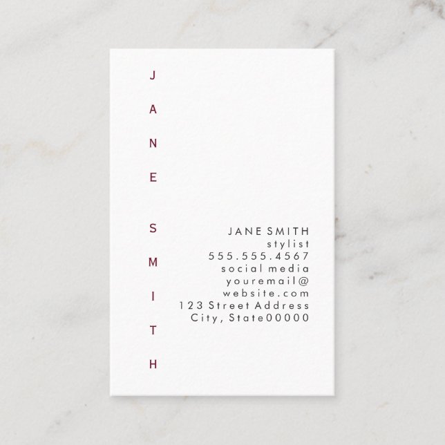 Text Design Vertical Business Card (Front)