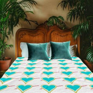 Text. Heart & Arrow-Gold-Wht Fleece Blanket