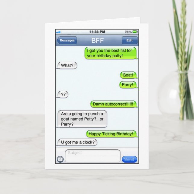 Text Humour - Birthday Card (Front)