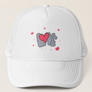 Text LOVE with hearts Trucker Hat