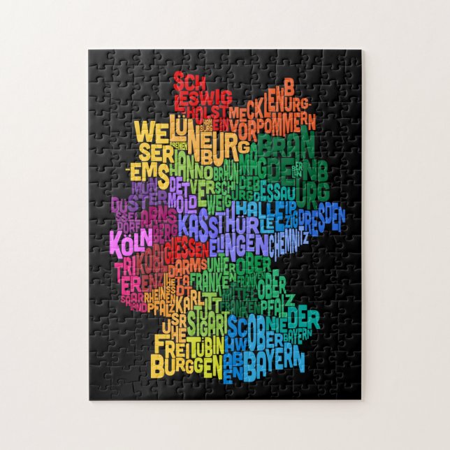 Text Map of Germany Map Jigsaw Puzzle (Vertical)
