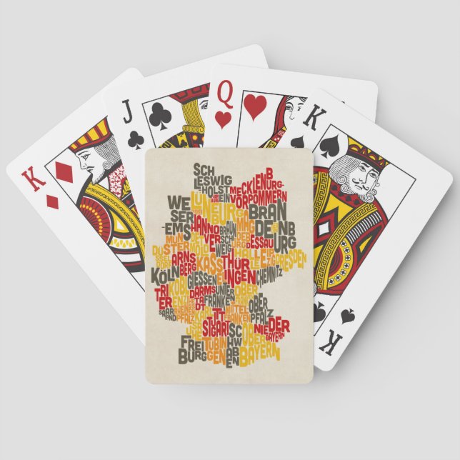 Text Map of Germany Map Playing Cards (Back)