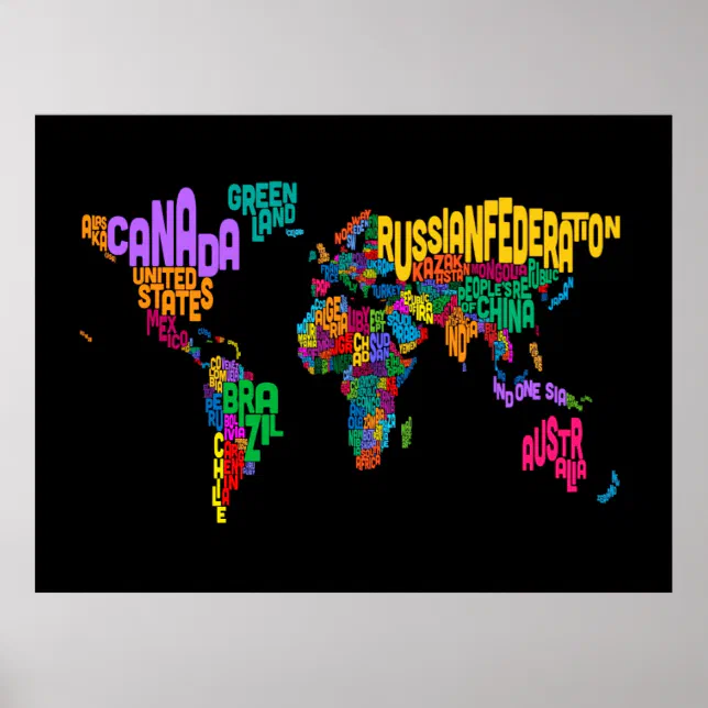 Text Map of the World Poster | Zazzle