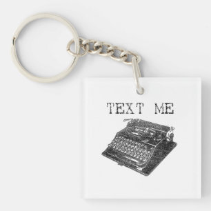 Text Me Antique Typewriter illustration Key Ring