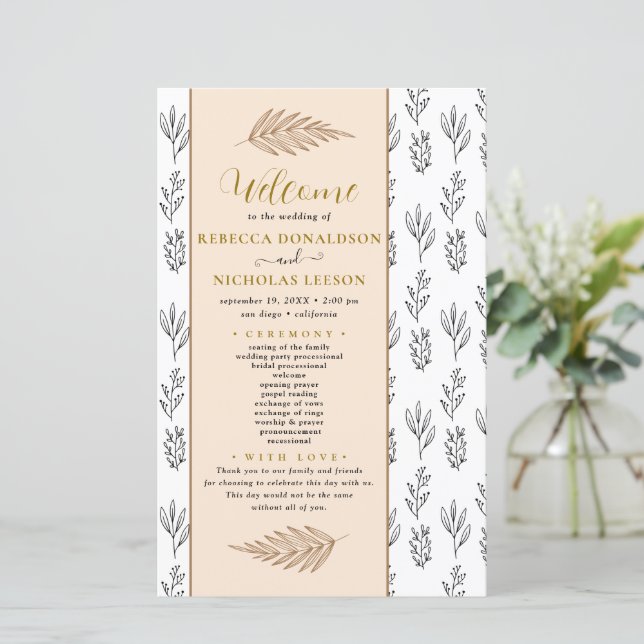 Text Minimal Wedding Program (Standing Front)